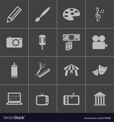 Black Art Icons Set Royalty Free Vector Image Vectorstock