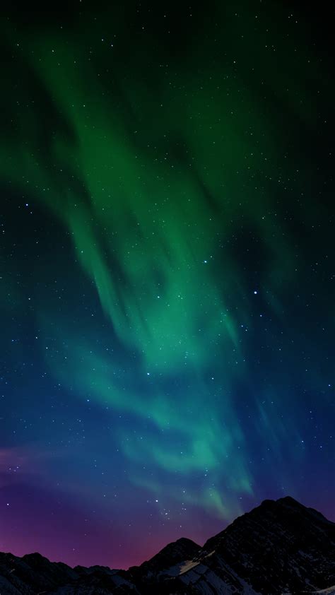Aurora Borealis Wallpaper 4k Northern Lights Mountain Range Night