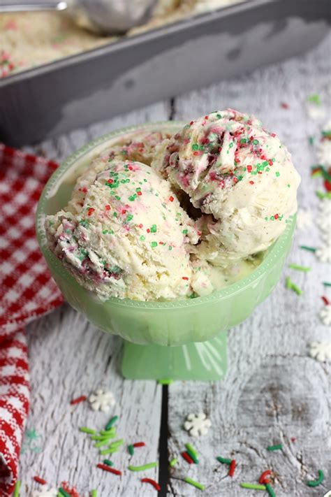 A helping of this fruity goodness will render your soul merry for sure. No Churn Christmas Cookie Ice Cream - The Toasty Kitchen