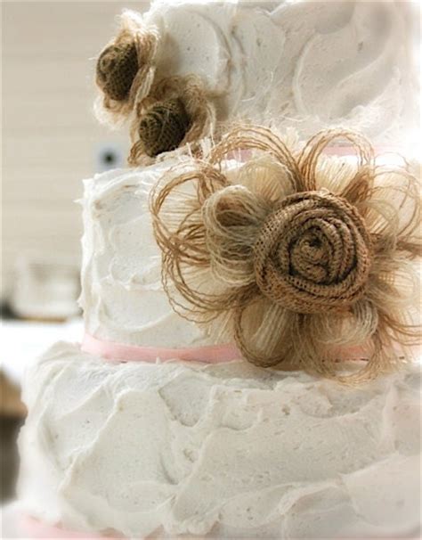 Burlap Flower Wedding Cake Topper Set Of 3 Rustic By Resadavid
