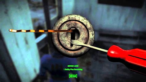 Fallout 4 How To Pick A Lock With A Bobby Pin Youtube