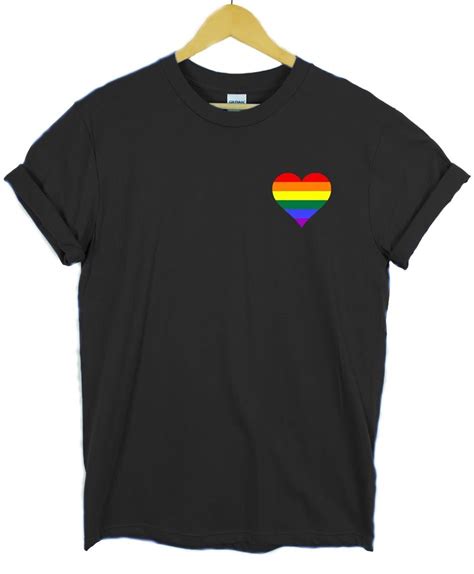 Rainbow Heart Gay Pride Rainbow Flag Lgbt T Shirt Tee Pocket Print
