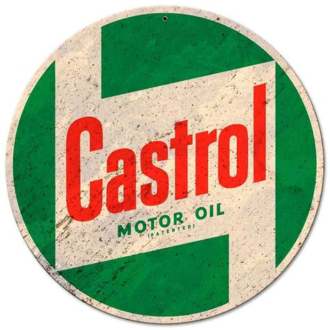 Castrol Motor Oil Patented Green Red White Logo Automobilia Gas Oil
