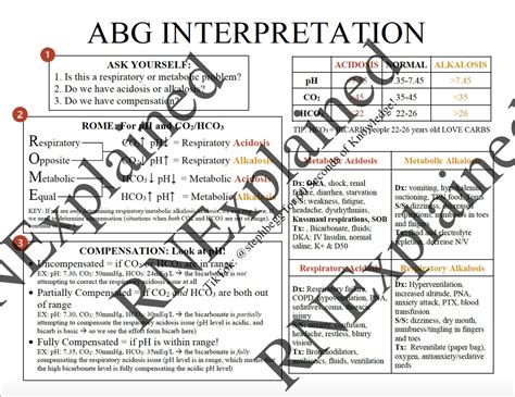 Abg Interpretation Nursing Study Sheets Etsy
