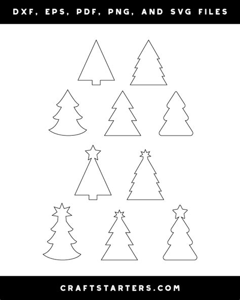 Simple Christmas Tree Outline Patterns Dfx Eps Pdf Png And Svg Cut
