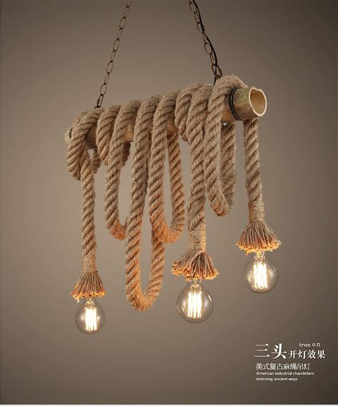 Vintage Hemp Rope Pendant Light Bamboo Creative Personality Edison