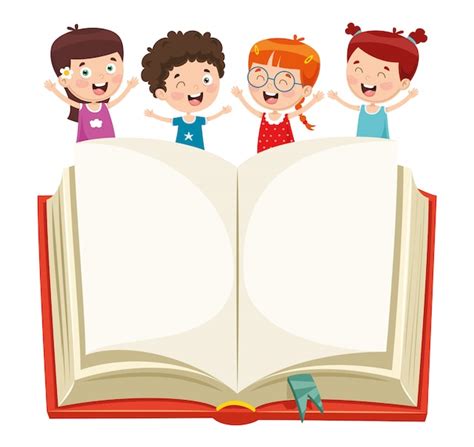 Ilustração Em Vetor De Crianças Mostrando O Livro Aberto Vetor Premium