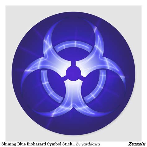 Shining Blue Biohazard Symbol Sticker Zazzle Biohazard Symbol