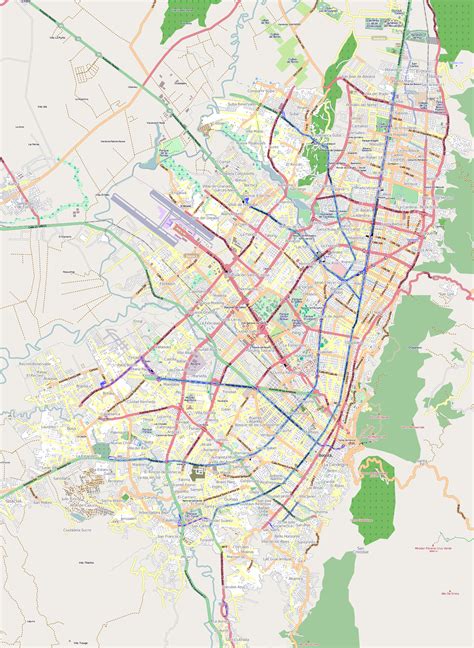 Detallado Mapa De Carreteras De Ciudad De Bogotá Bogotá Colombia América Del Sur Mapas