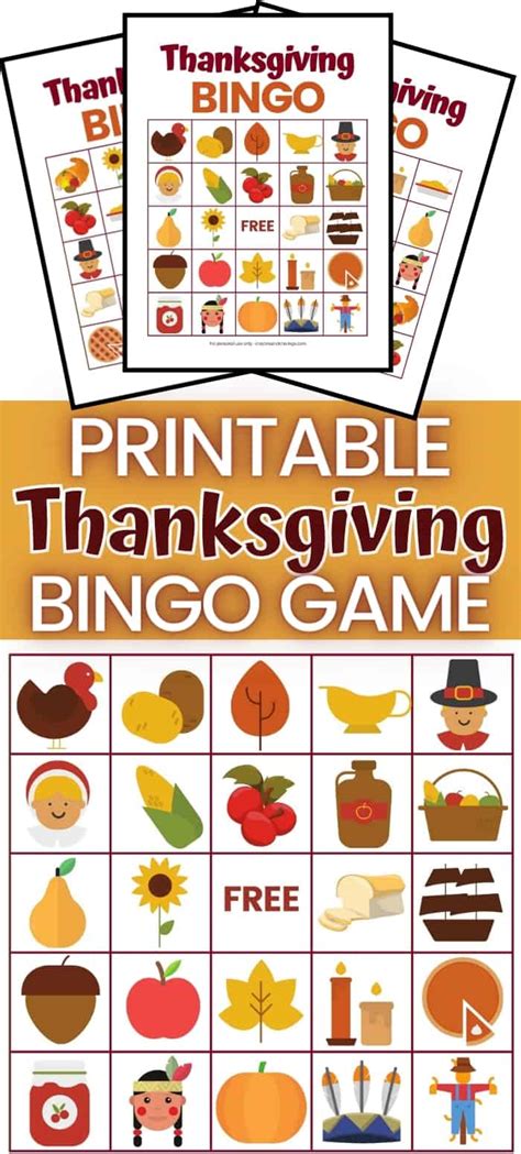 Free Printable Thanksgiving Bingo Cards Fun Kids Game