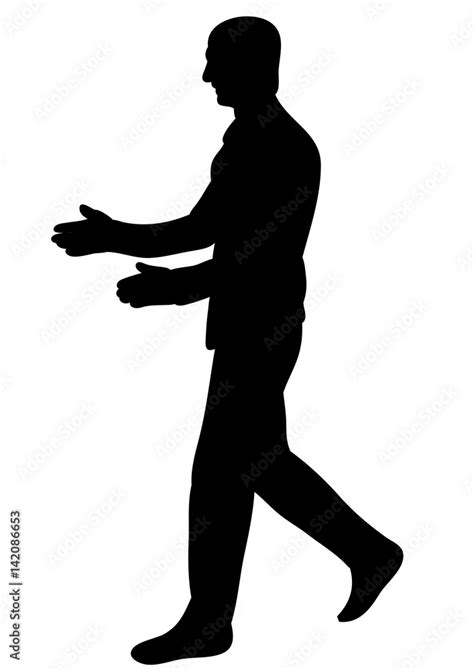 Vector Black Silhouette Of A Man Walks Forward Side View Stock Vector