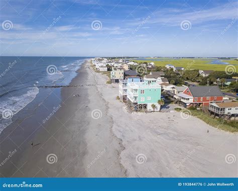Aerial View Of Folly Beach South Carolina From A Drone Stock Photo