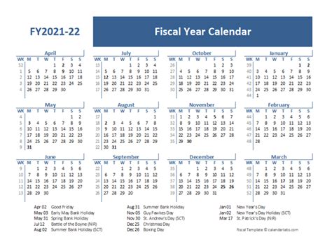 2021 Fiscal Year Calendar Template Uk Free Printable Templates