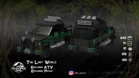 Lego Moc The Lost World Jurassic Park Ford Explorer Atv And Pickup Set Of
