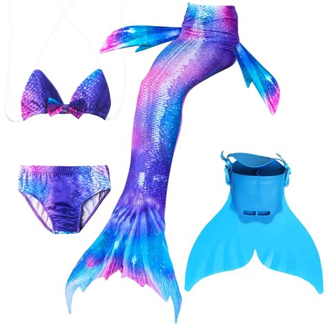 Children Swimming Mermaid Tails With Monofin Fin Cosplay Costume Girls