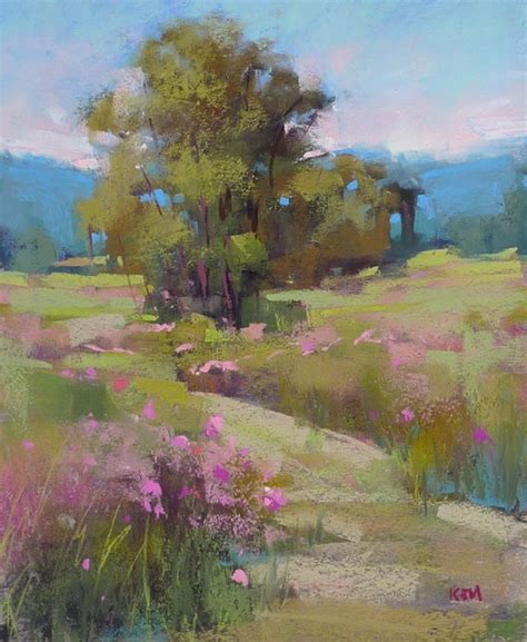 Items Similar To Mountain Meadow With Pink Flowers Landscape Original