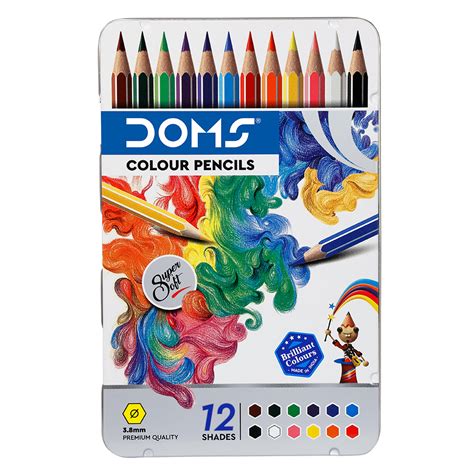 Doms 12 Colour Pencil Flat Tin Pack Doms