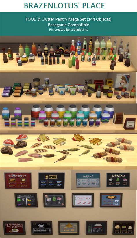Food And Pantry Clutter Mega Set Brazen Lotus Sims 4 Kitchen Sims 4