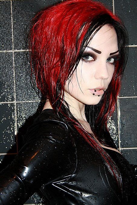 Gothic Girls Goth Beauty Dark Beauty Piercings Eyebrow Girl Red