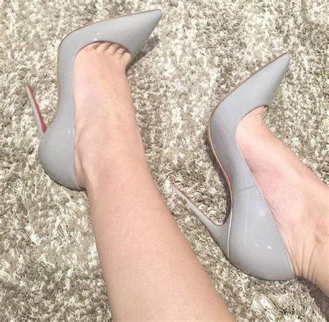 Gray Pumps And Toe Cleavage High Heels Stilettos Stiletto Heels Shoes Heels Christian