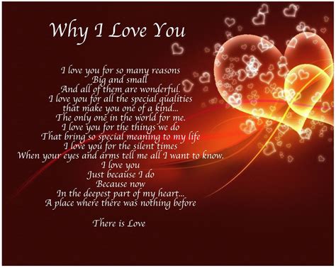 Personalised Why I Love You Poem Birthday Christmas Valentines T Present Love You Poems