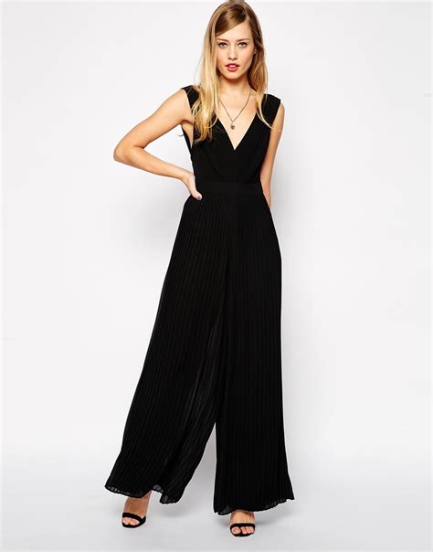 Lyst Asos 70s Jumpsuit With Pleats In Black