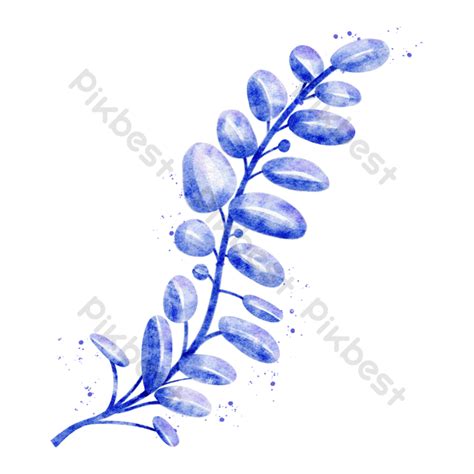 Watercolor Blue Plant Leaves Png Images Psd Free Download Pikbest