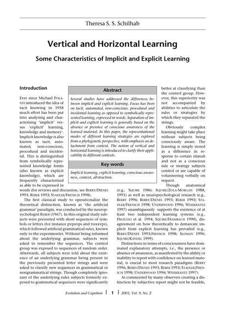 Pdf Vertical And Horizontal Learning Some Characteristics Of