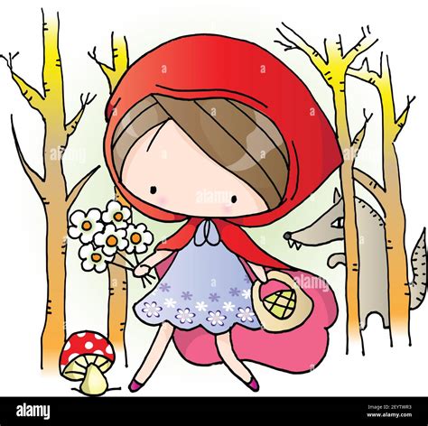 Vector Cartoon Girl Little Red Riding Hood Stock Vector Image And Art Alamy