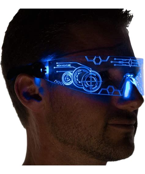 led light up glasses cyberpunk goggles rezz visor robocop futuristic electronic lights blue