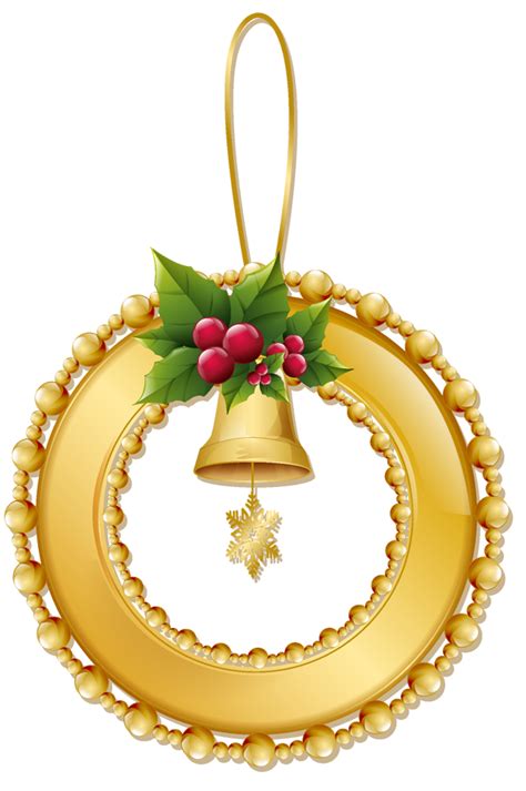 To search on pikpng now. Christmas Gold Wreath with Bell PNG Ornament | Gallery ...