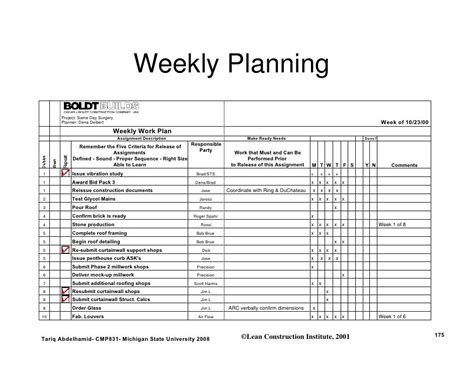 Weekly Work Plan By Eric Leonard