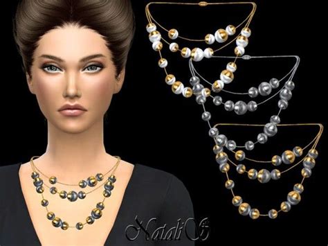The Sims Resource Triple Half Pearl Necklace By Natalis • Sims 4