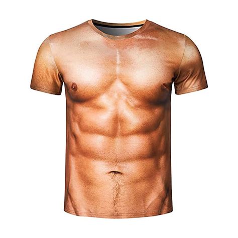 Hairy Chest T Shirt Mens 3d Shirt For Party Brown Summer Cotton Men