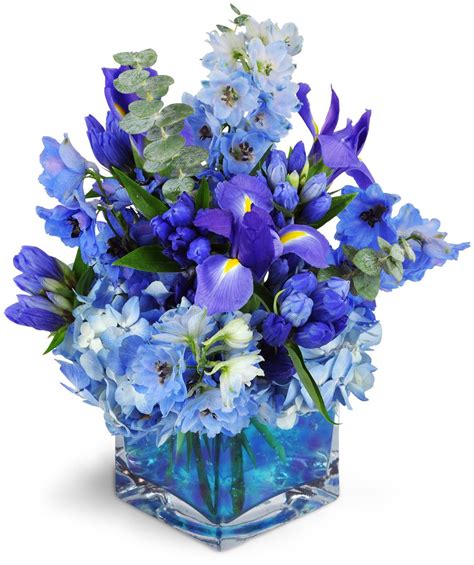 stunning azure hues flow through this modern monochromatic arrangement it s perfect to