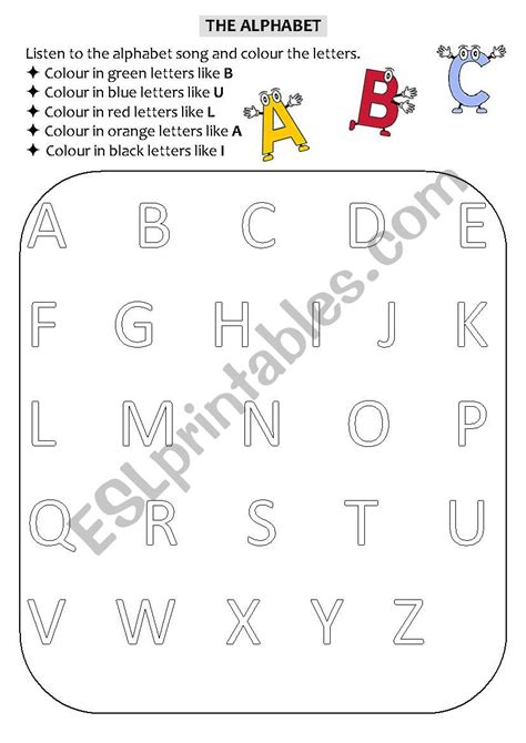alphabet esl worksheet  karine