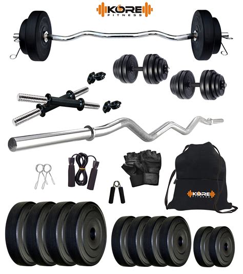 Buy Kore Pvc 10 40 Kg Home Gym Set With One 3 Ft Curl And One Pair