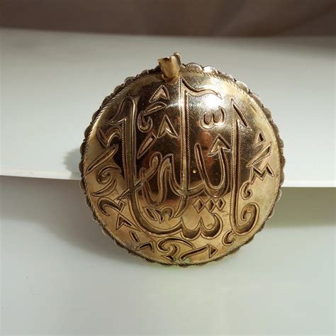Large Islamic Pendant Calligraphy Antique Diamond Gold Allah Etsy