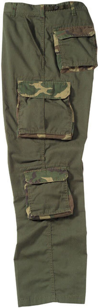 Olive Drab Camo Vintage Paratrooper Fatigues Military Cargo Bdu Pants