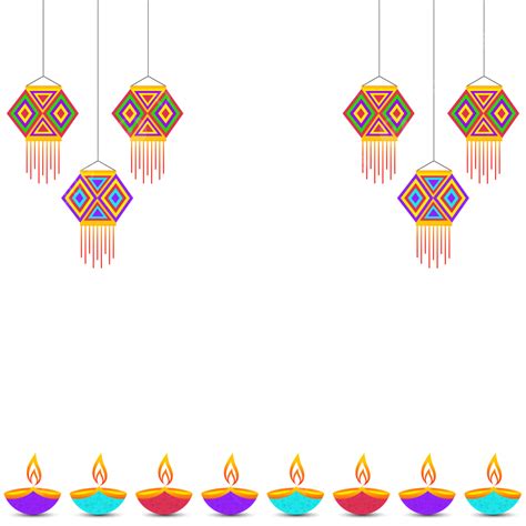 Happy Diwali Lantern And Deepavali Colorful Diya Decoration Happy