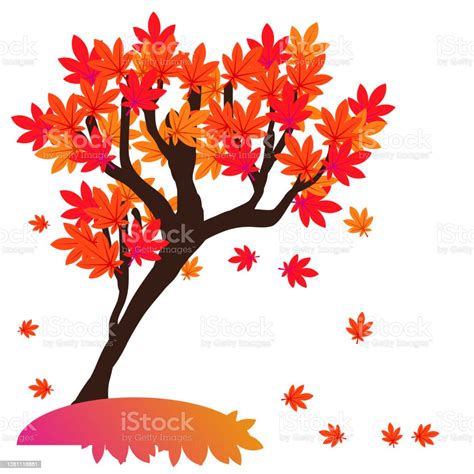 Red Autumn Leaves Tree Illustration Stock Illustration Download Image
