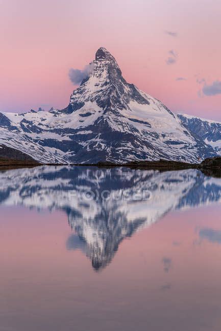 The Matterhorn At Sunrise Reflected At Stellisee Zermatt Canton Of