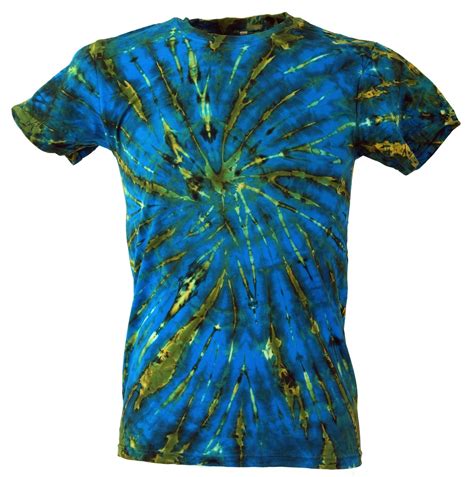 Batik T Shirt Men Short Sleeve Tie Dye Shirt Blue