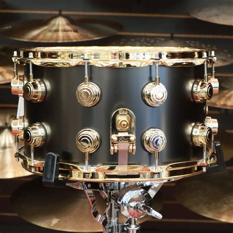 Dw Satin Black Nickel Over Brass 8x14 Snare Drum Wgold Hardware 2112