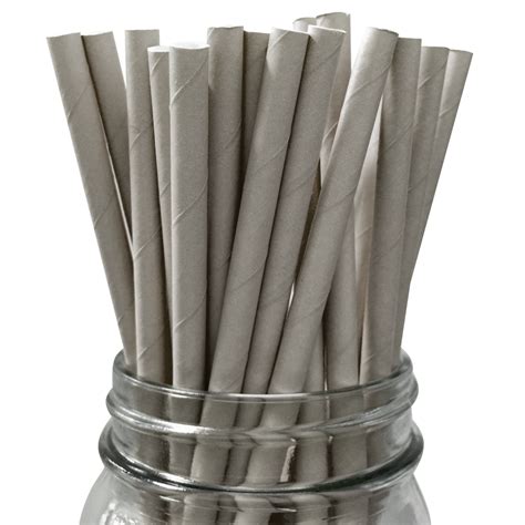 Grey Solid 25pc Paper Straws