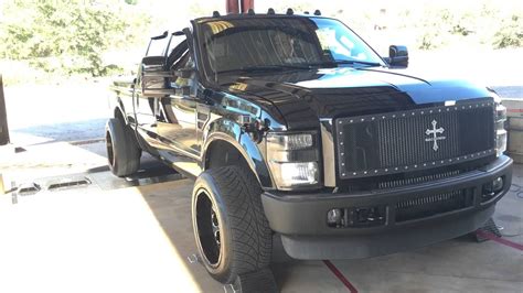 Crew cab long bed powerstroke diesel. Single turbo 6.4 dyno pull. - YouTube
