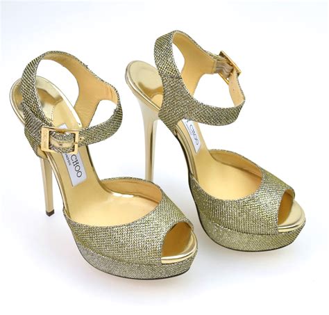 Jimmy Choo Woman Pump High Heels Sandals Shoes Casual LamÉ Glitter Code
