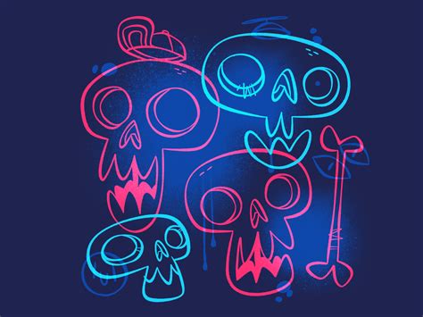 Neon Skulls By Jetpacks And Rollerskates On Dribbble