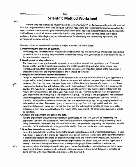 Scientific Method Practice Worksheet Answer Key