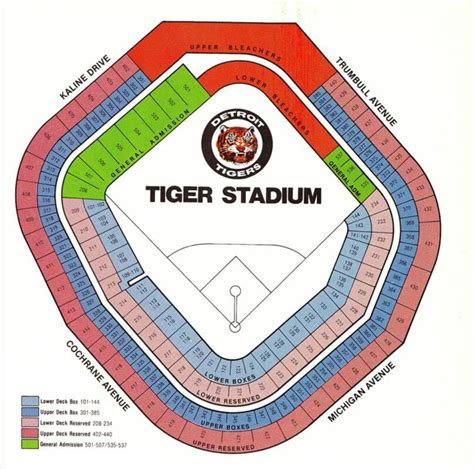 Seating Chart Of The Former Tiger Stadium In Detroit Mi Detroit Sports